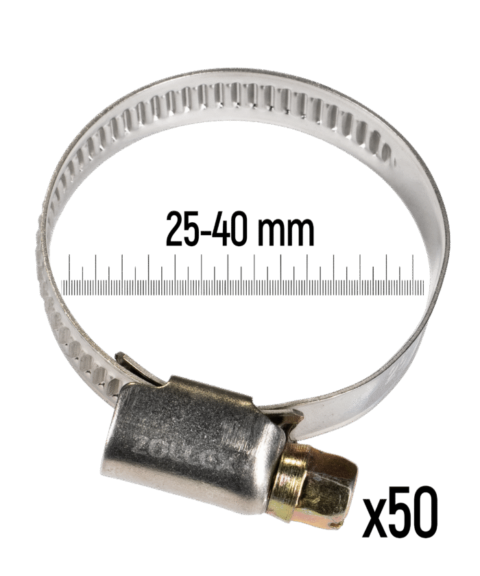 Stainless Steel Hose Clamp - 25–40 mm (50 pcs)