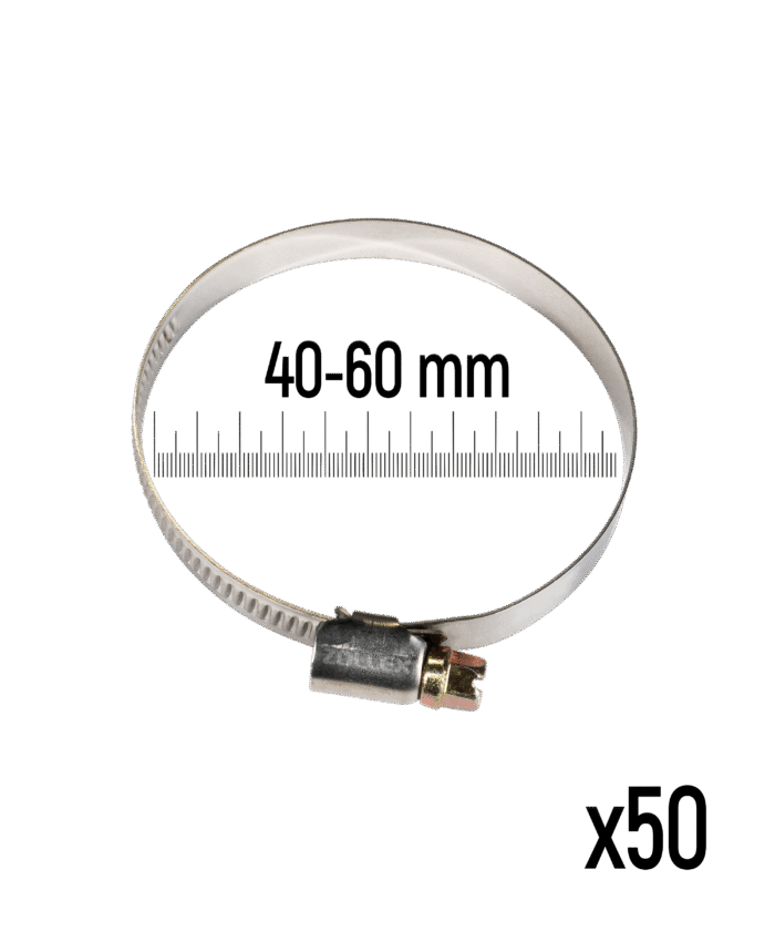 Stainless Steel Hose Clamp - 40–60 mm (50 pcs)