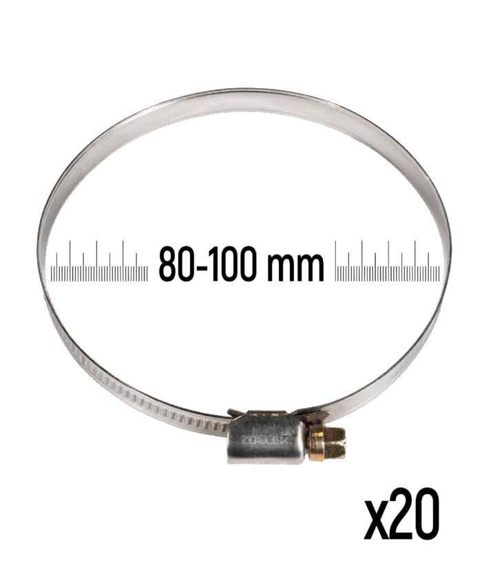 Stainless Steel Hose Clamp - 80–100 mm (20 pcs)