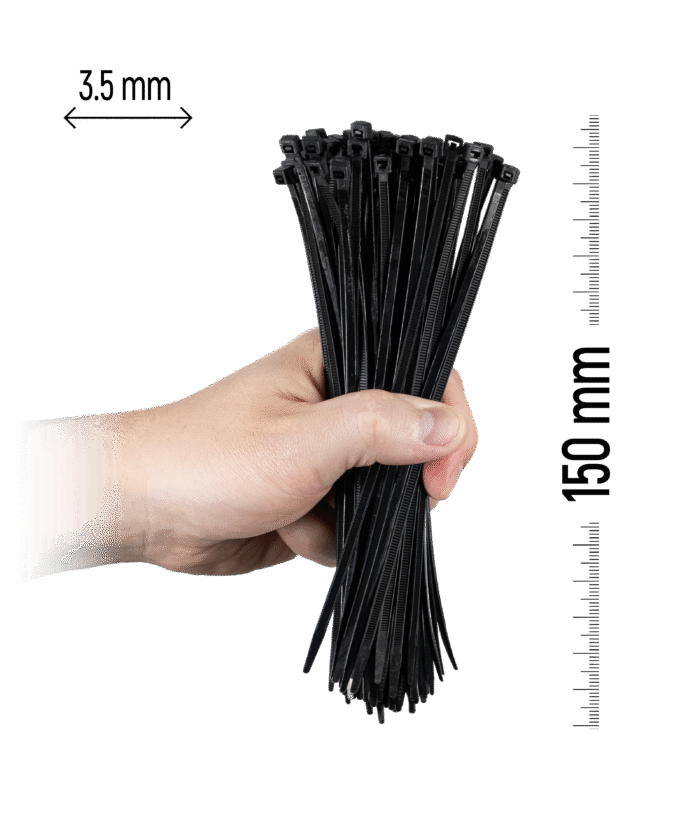 Nylon Cable Tie 100pcs - 150×3.5 mm Black