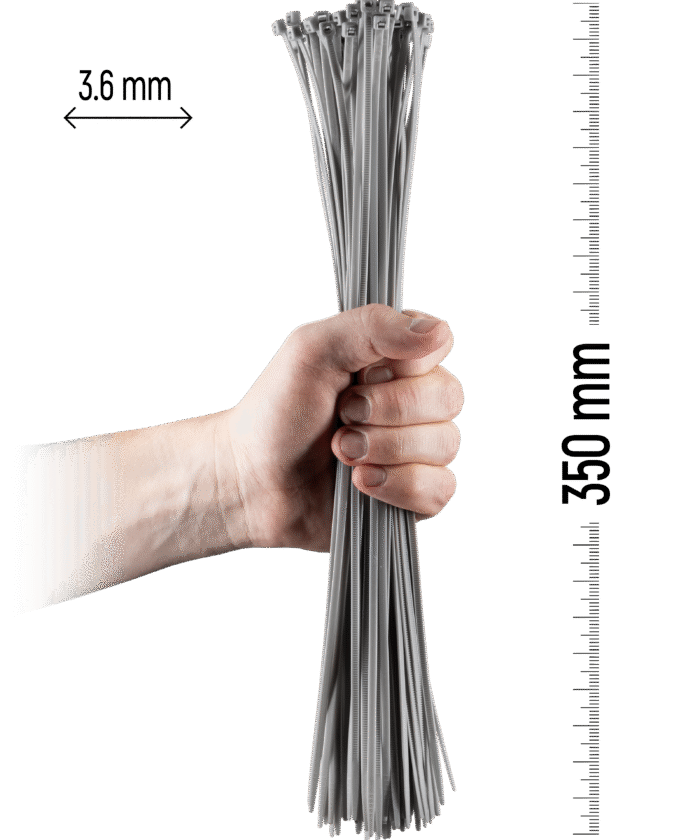 Nylon Cable Tie 100pcs - 350×3.6 mm Grey