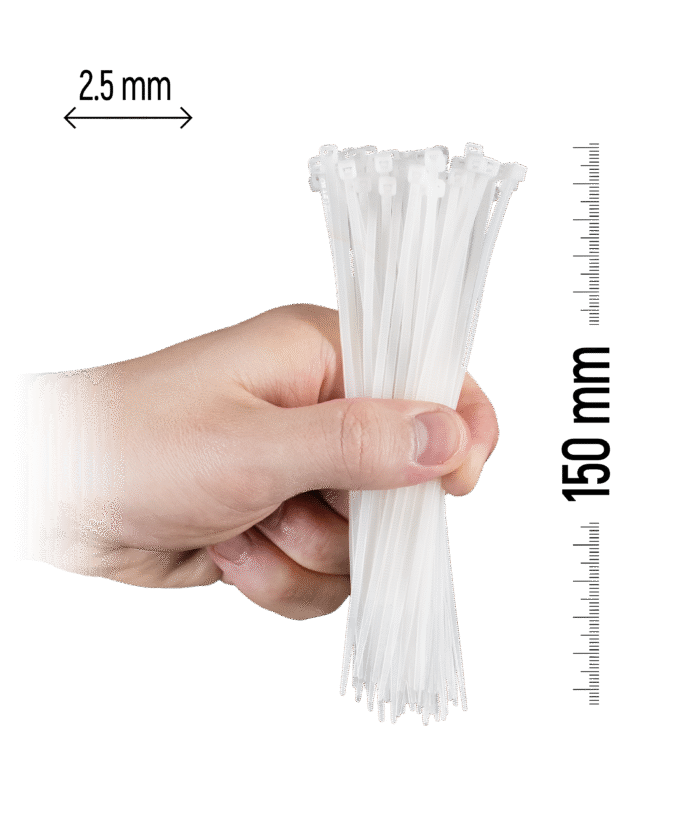 Nylon Cable Tie 100pcs - 150×2.5 mm White