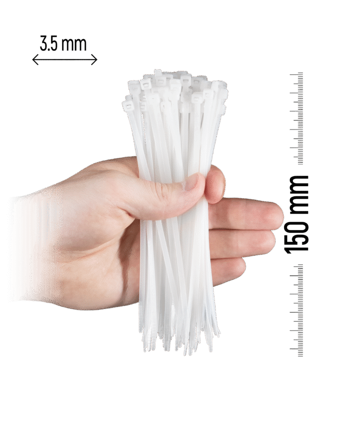 Nylon Cable Tie 100pcs - 150×3.5 mm White