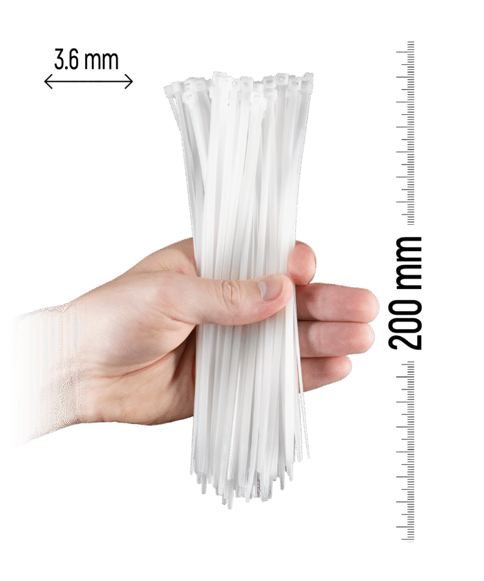 Nylon Cable Tie 100pcs - 200×3.6 mm White