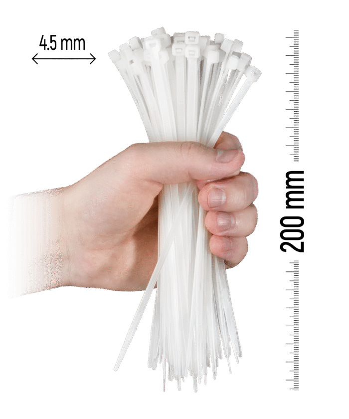 Nylon Cable Tie 100pcs - 200×4.5 mm White